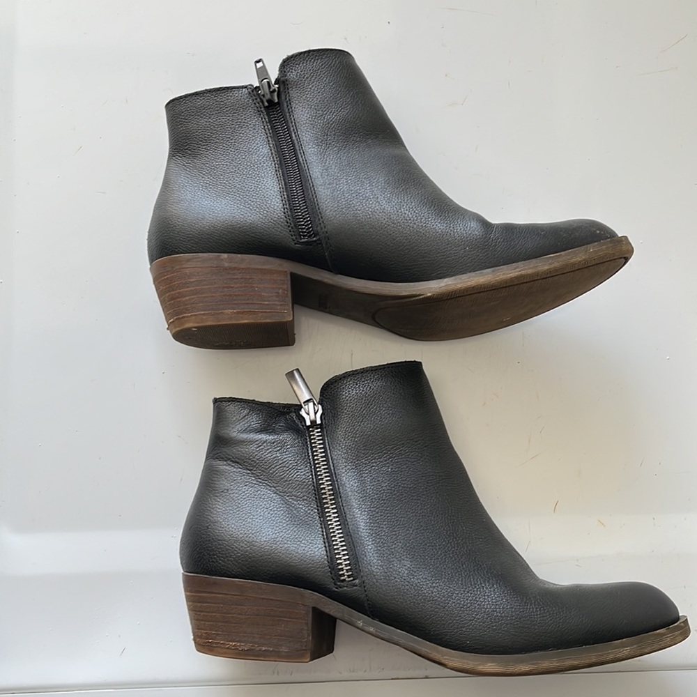 Black Leather Ankle Booties - Size 7.5 EUC